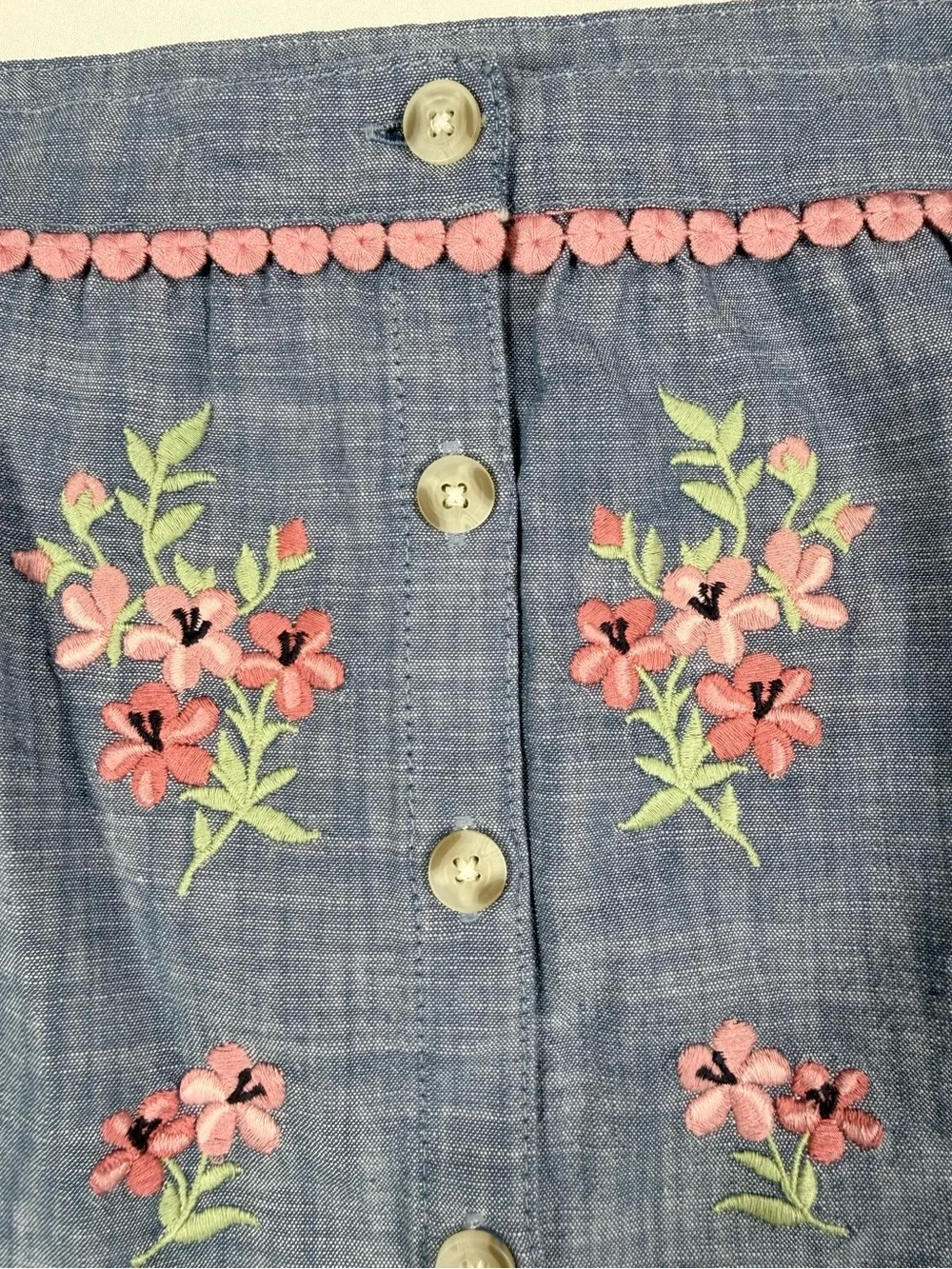 NWT GYMBOREE Girls Citrus Chambray Embroidered Floral Peasant Top 8 Cottagecore